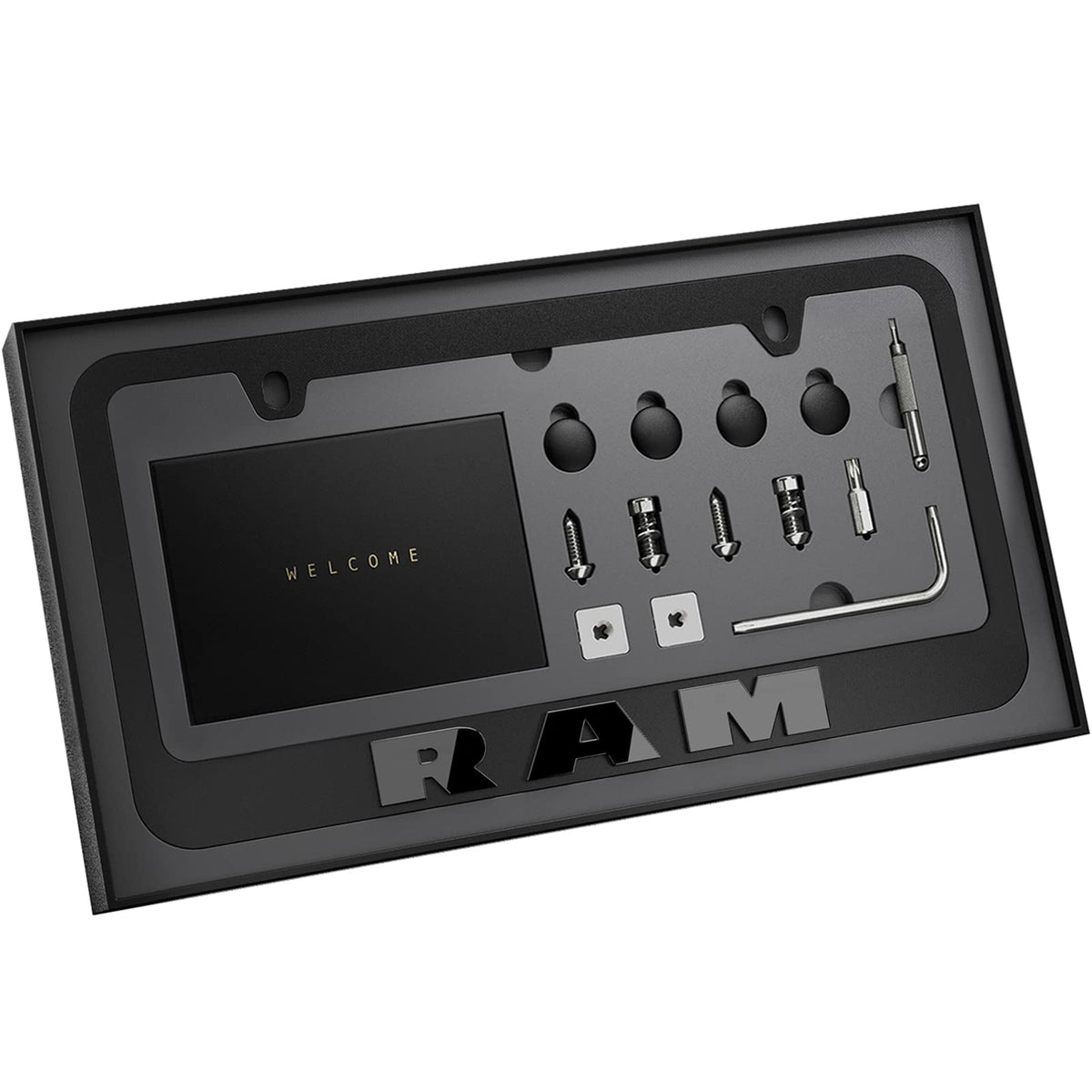JDMstyle black license plate frame front view with a sleek protective finish.