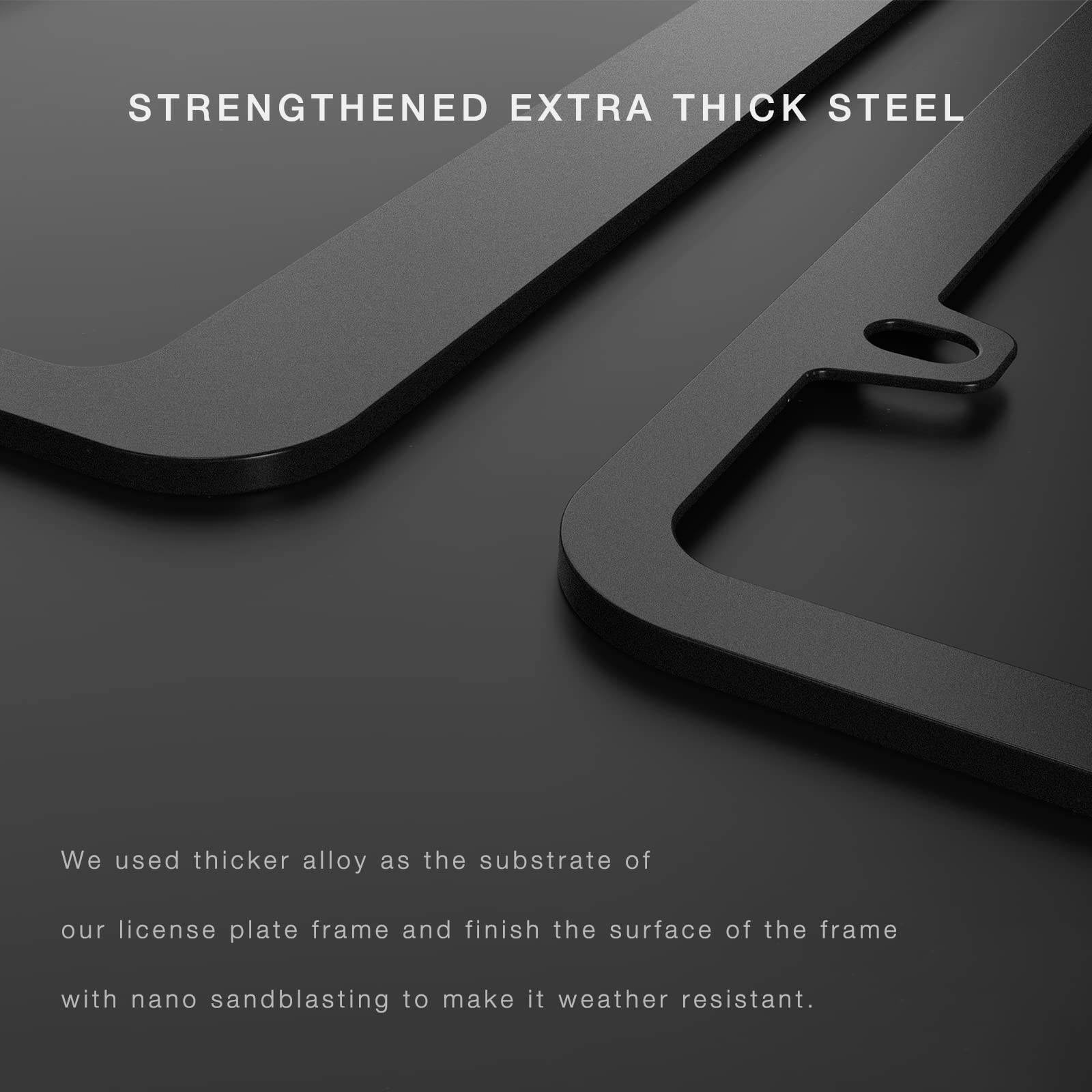 JDMstyle black license plate frame installation process showing alignment steps.