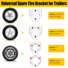 JEACENT spare tire mount shows 160 lb capacity for heavy tires.