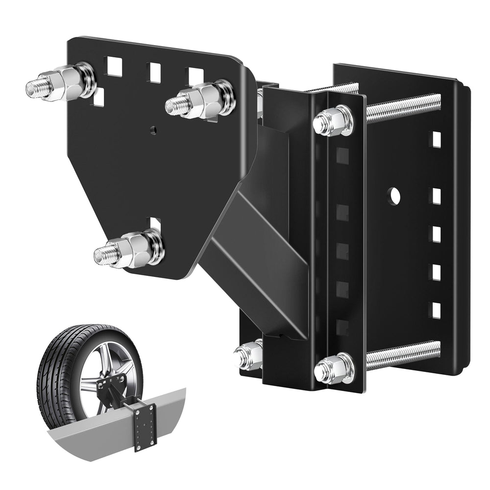 JEACENT spare tire mount three-nut close-up showing secure locking.