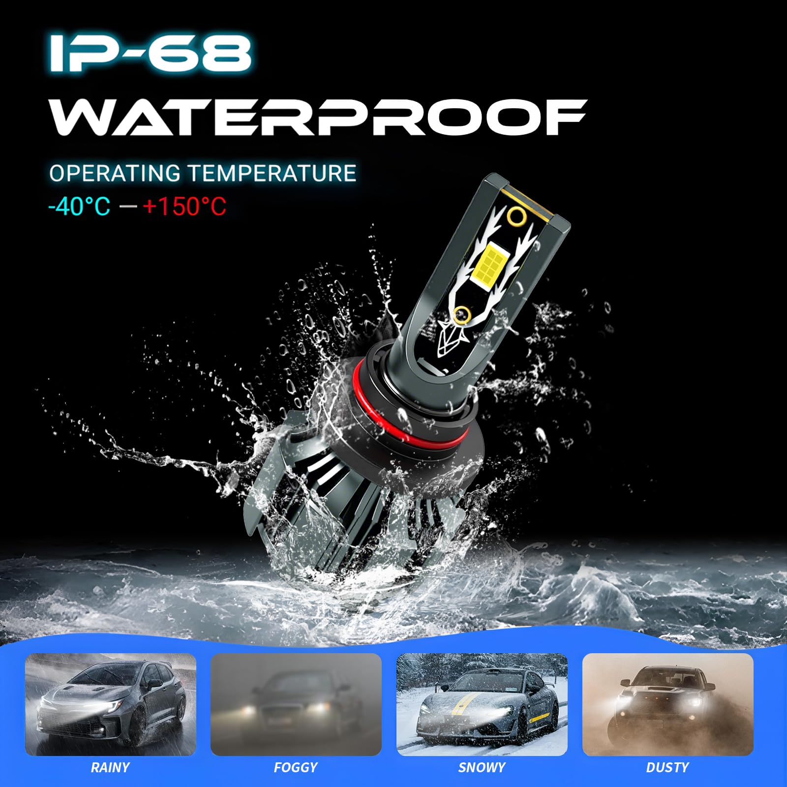JEAZONFA IP68 waterproof bulbs withstand rain and snow.
