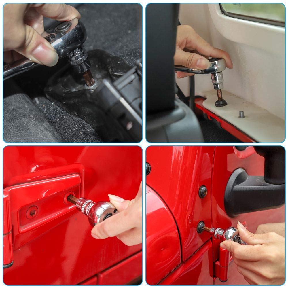 JeCar bent-handle ratchet closeup showing safer leverage and torque