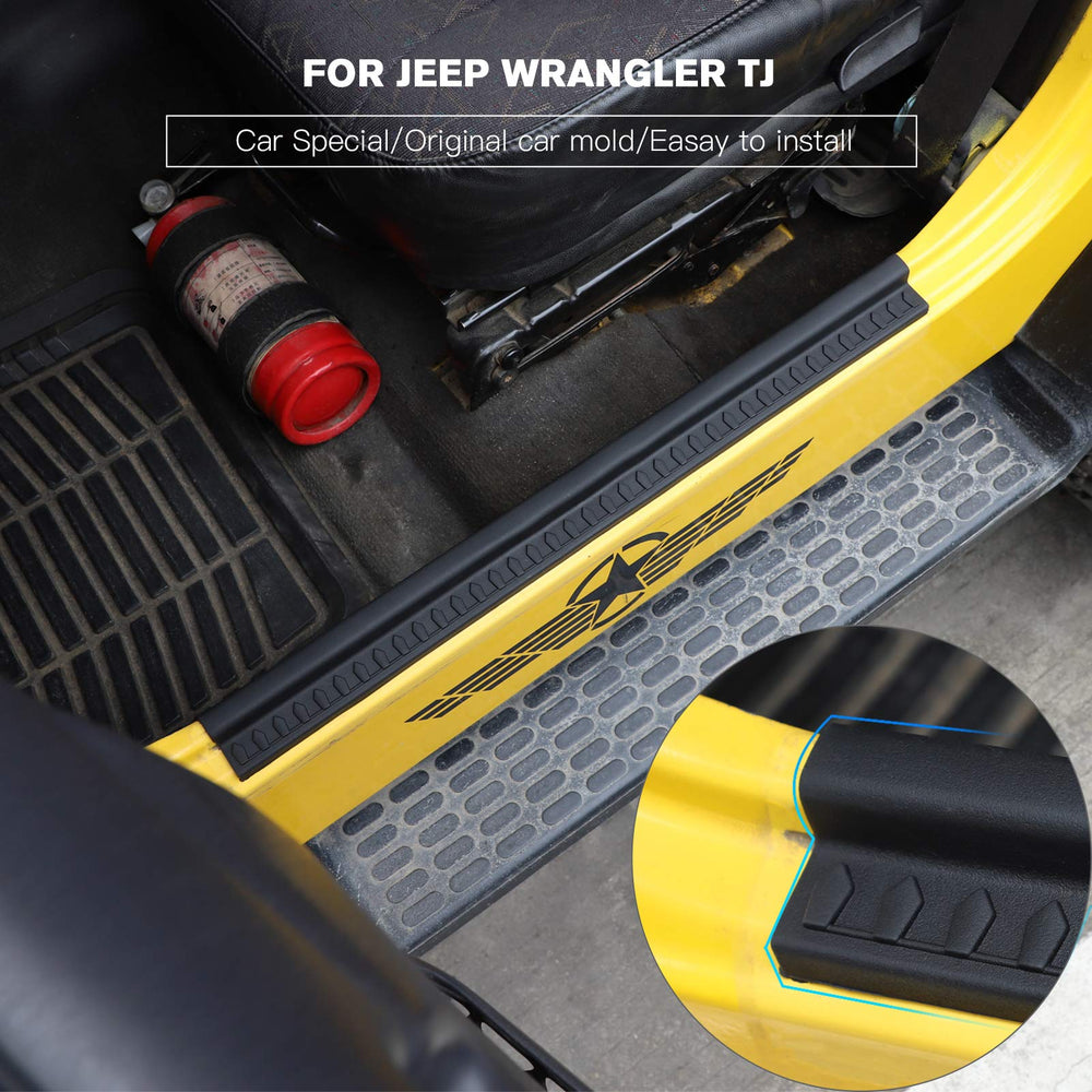 Jecar door sill protector rubber shields TJ sills from wear and scuffs.