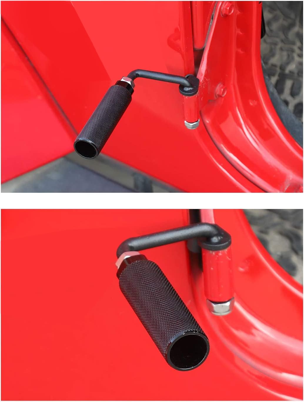 JeCar foot pegs assembly close-up shows robust welded construction for lasting use