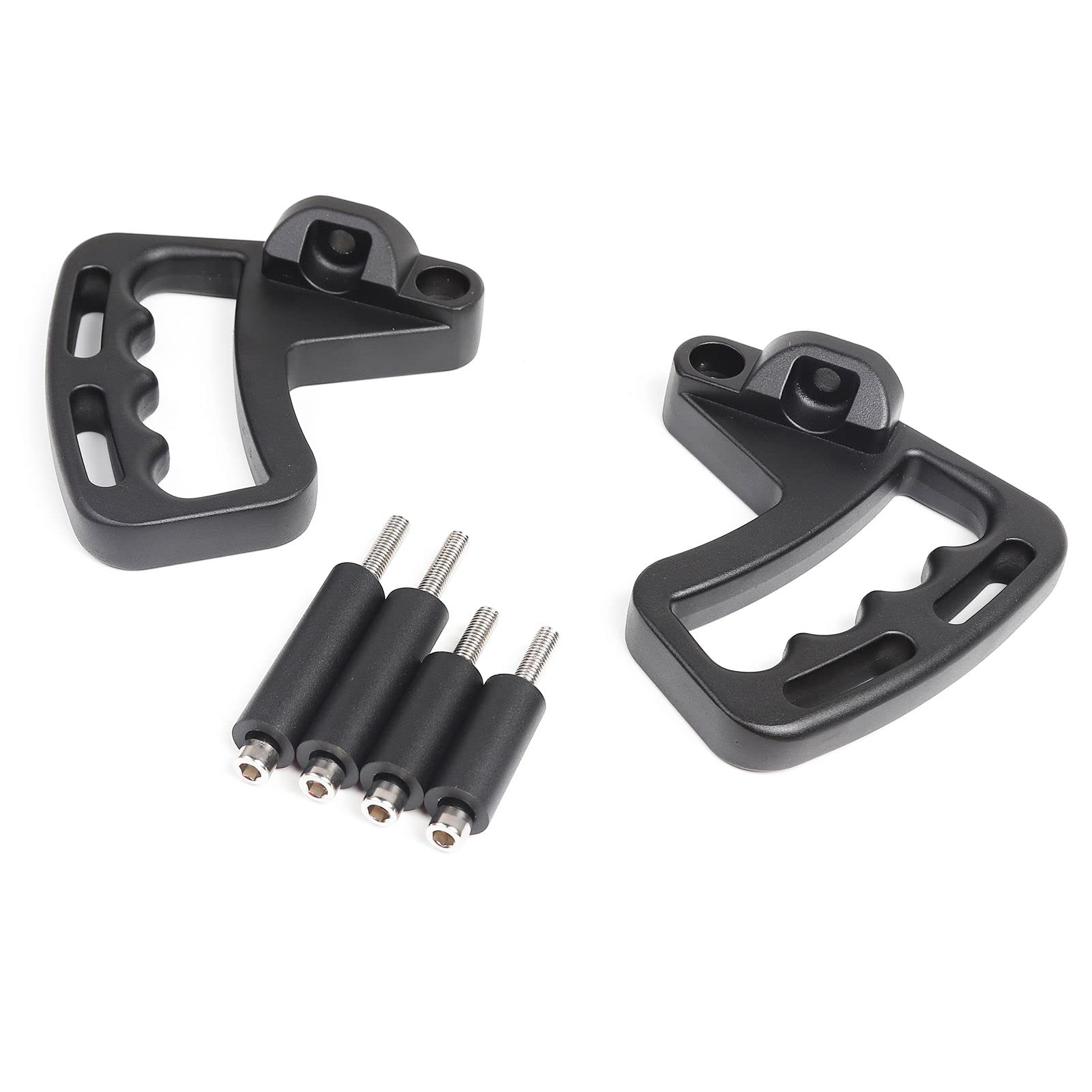 JeCar front aluminum grab handles installed on a Jeep Wrangler for easy entry.