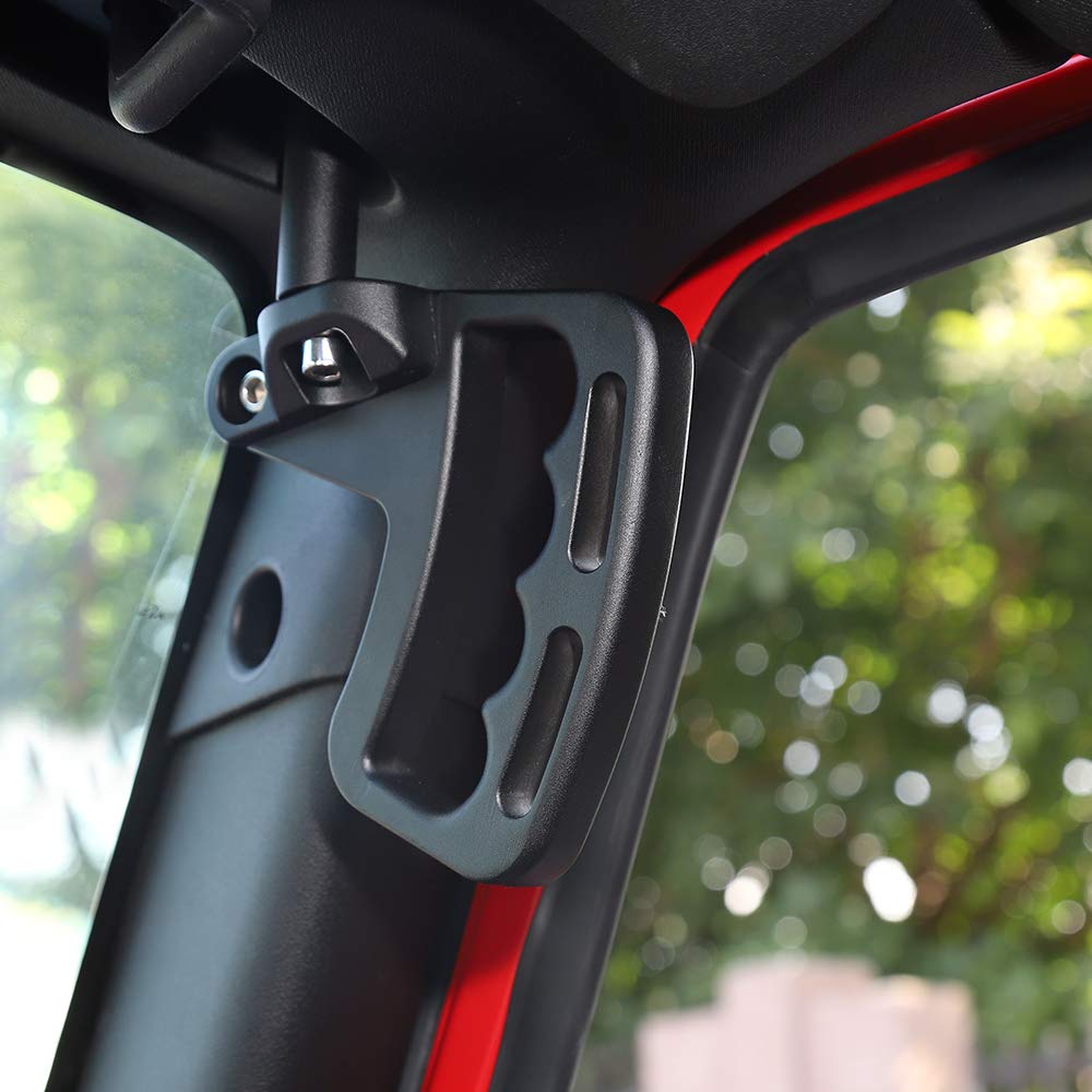 JeCar Front Grab Handles on a two-door Jeep Wrangler JK for compact setup.