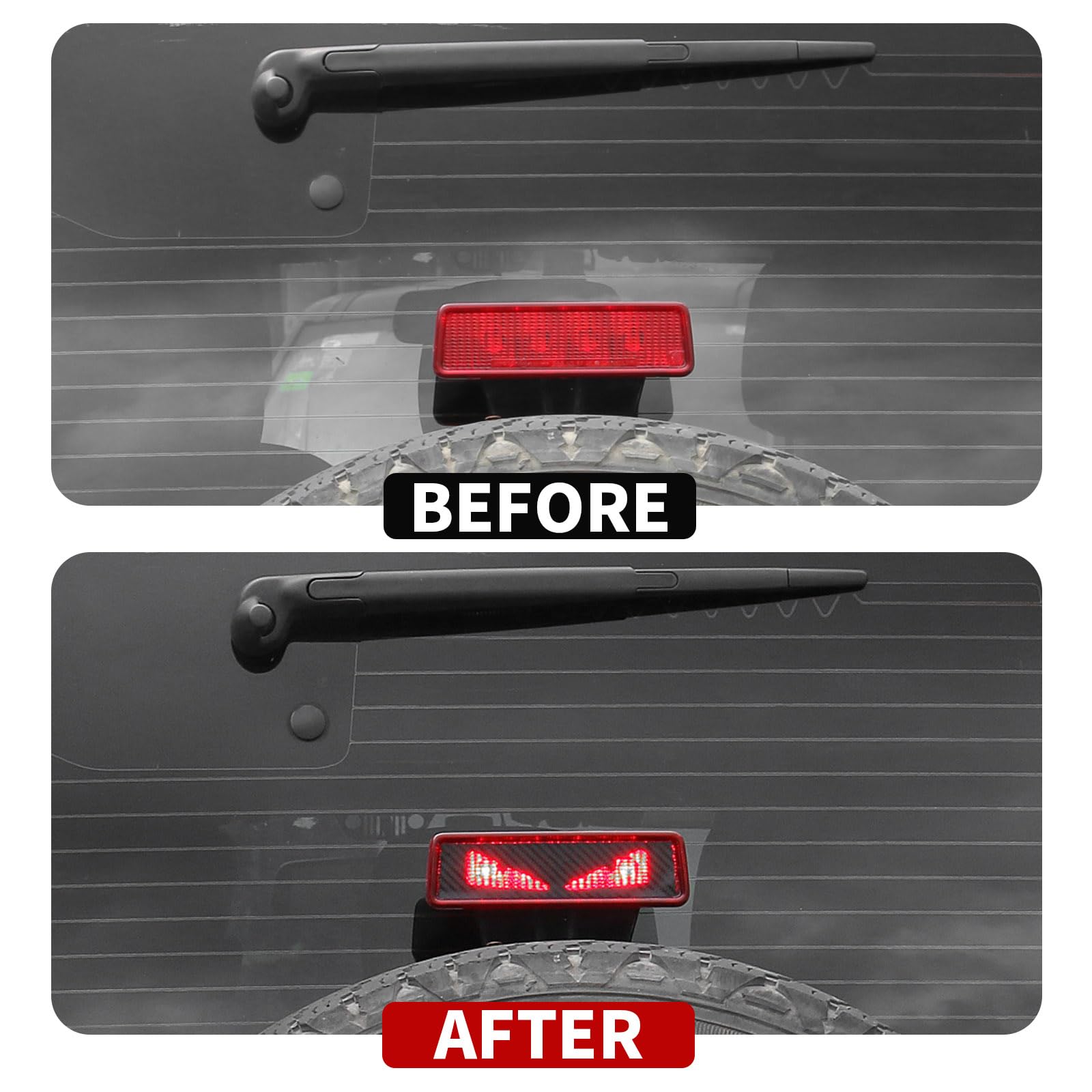 JeCar high mount brake light decal installed on Jeep Wrangler for rugged styling