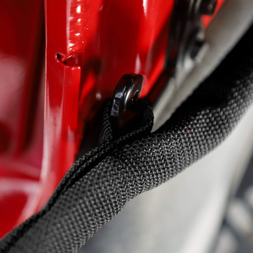 JeCar door straps prevent dings and paint damage on trails