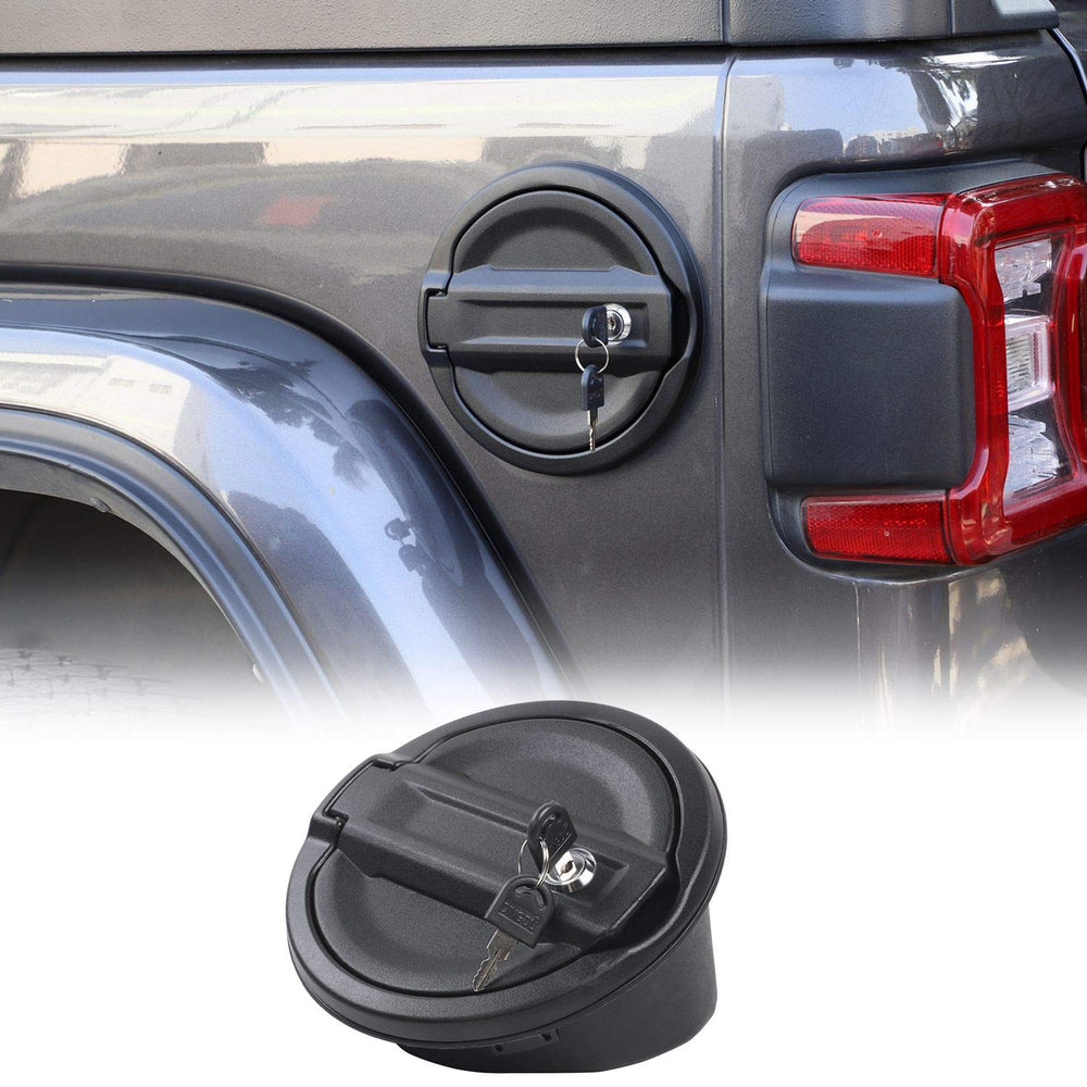 JeCar gas cap locking cover for Jeep JL enhances security and rugged look.