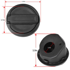 Rugged JeCar gas cap cover delivers a sportier, off-road-ready appearance.