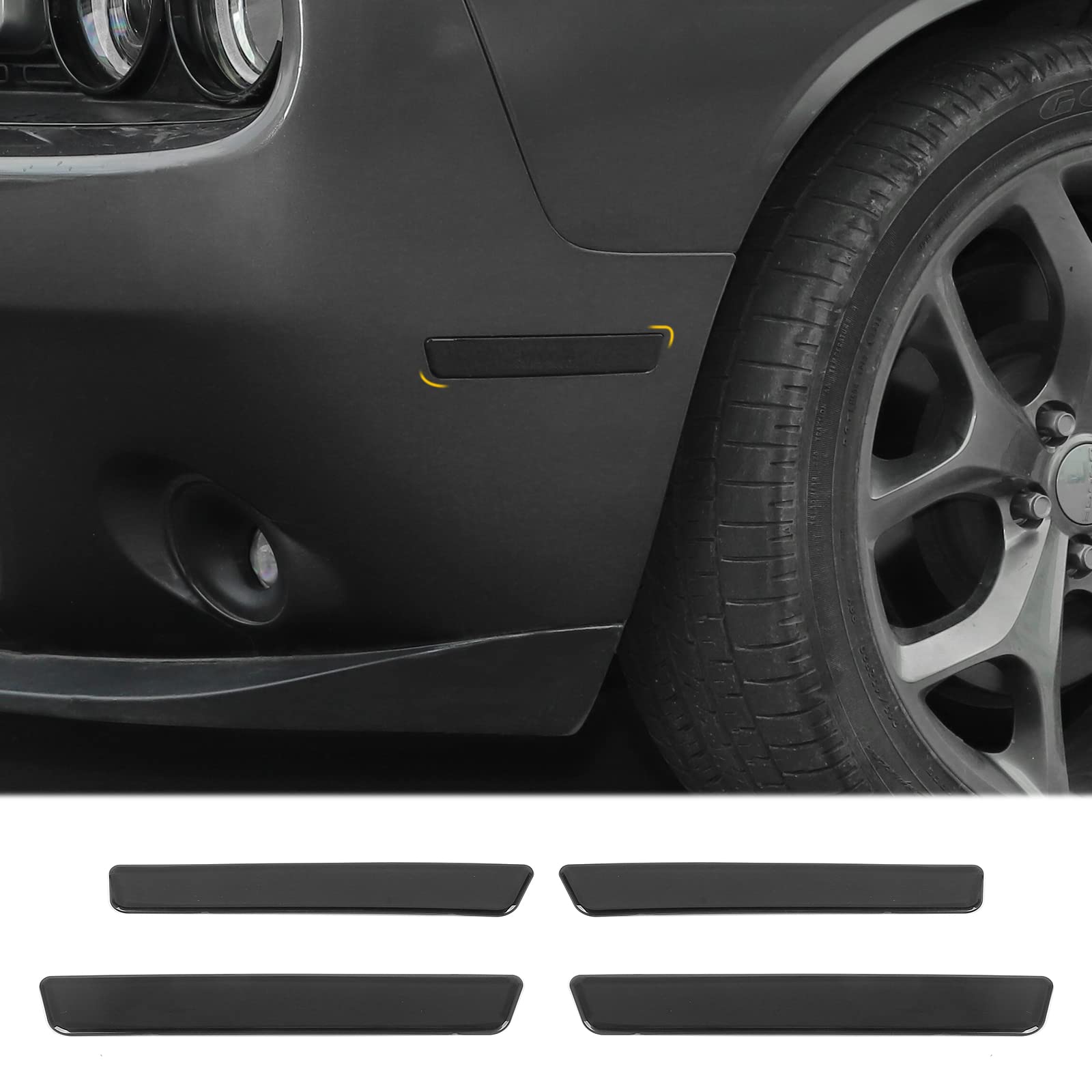 JeCar smoked side marker light cover on Dodge Challenger front-left enhances refined exterior protection