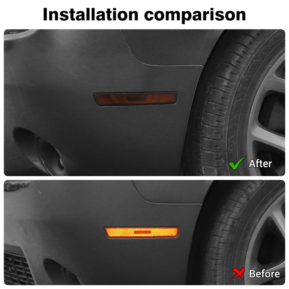JeCar smoked side marker light cover on Dodge Challenger front-right enhances subtle protection and style
