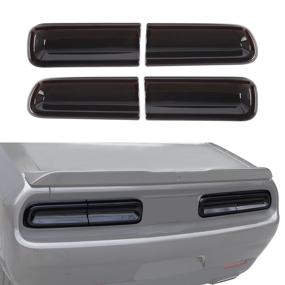JeCar smoked tail light covers front view for Challenger with subtle protection