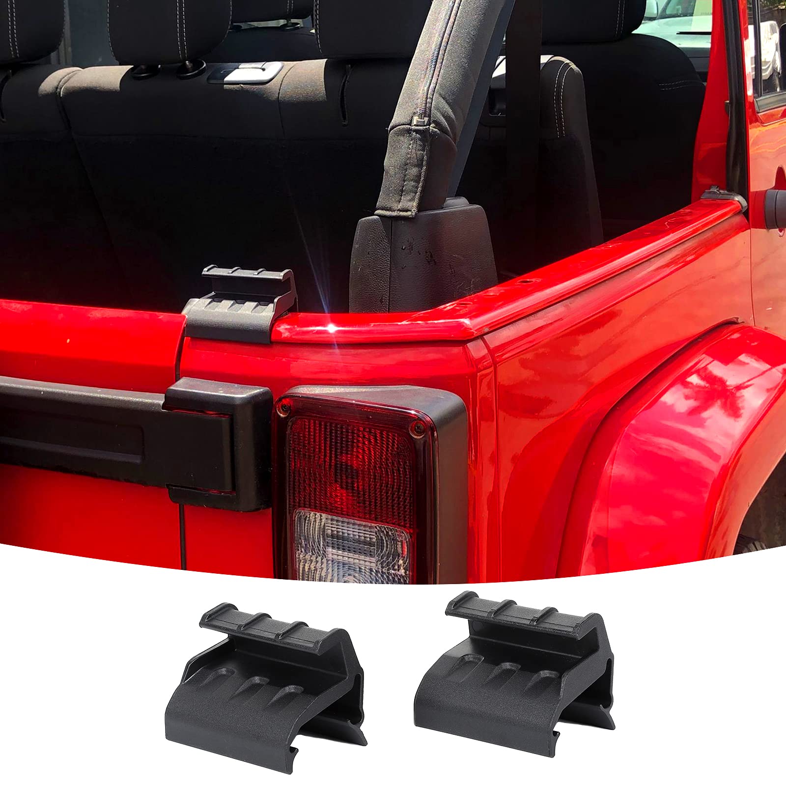 JeCar soft-top rear window clip left secures Wrangler JK back window.