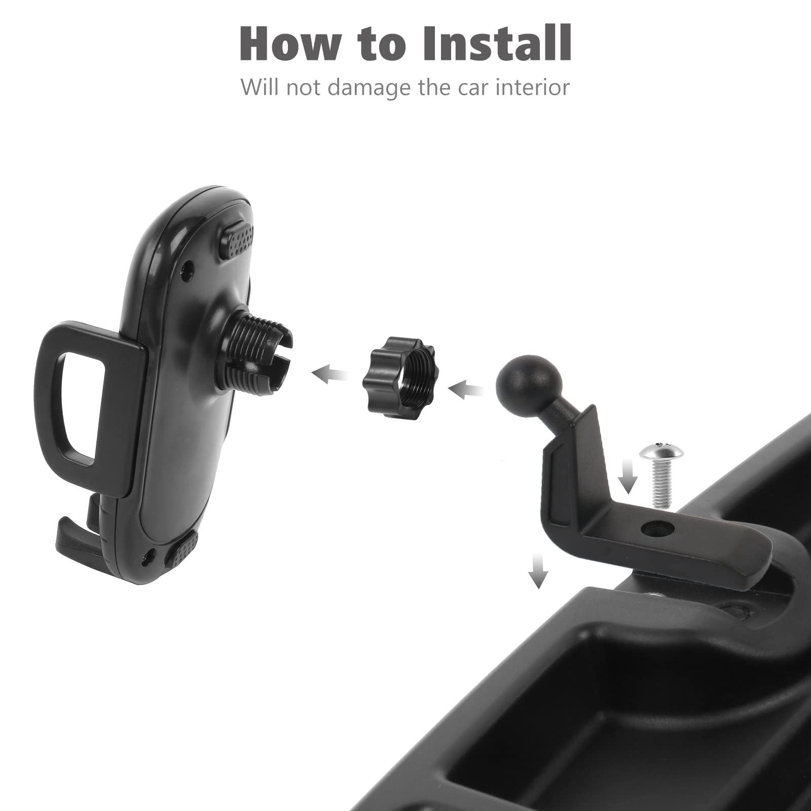 JeCar TJ mount compatible with iPhone and Android smartphones for versatile use.