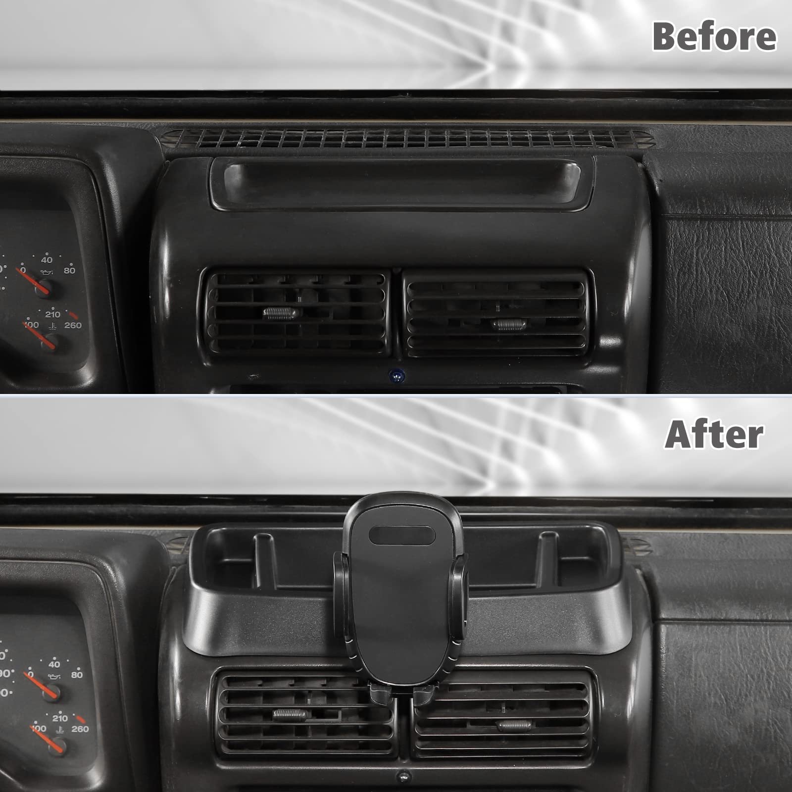 JeCar TJ upgraded metal ball ensures a durable, secure hold on the dash.