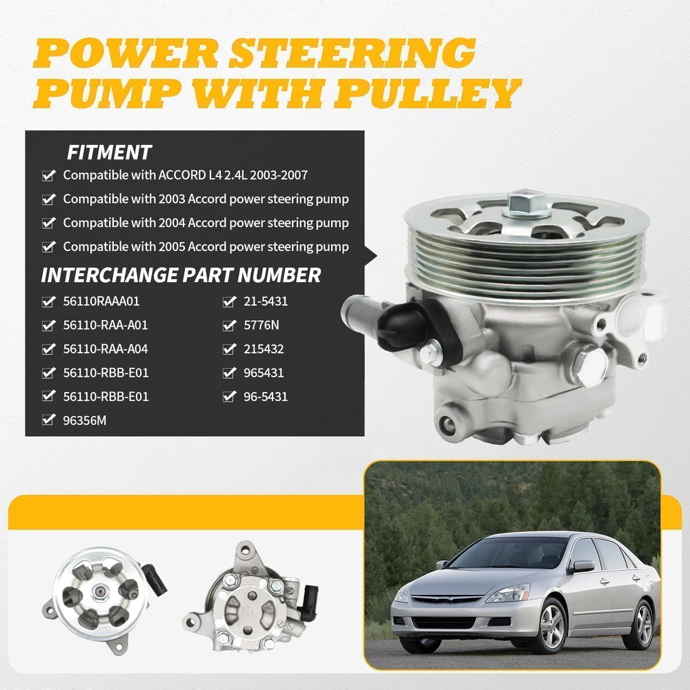 Jecoupoon 21-5341 pump installed in a Honda Accord for smoother steering
