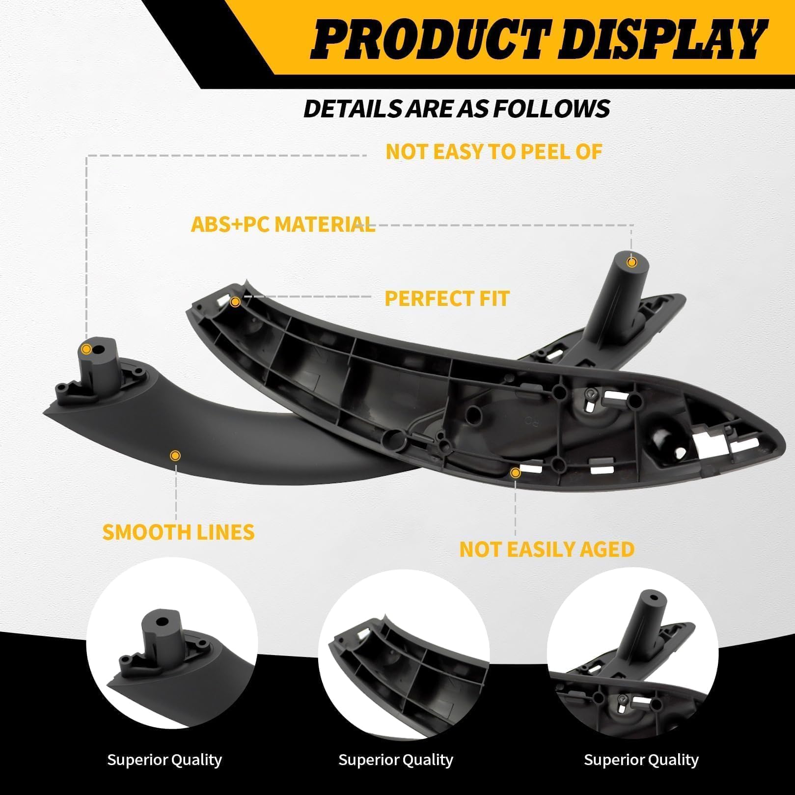 Jecoupoon black-packaged-door-handle-set shows complete replacement kit for easy install.