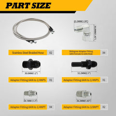 Jecoupoon flexible SS braided hose ready for under-hood routing