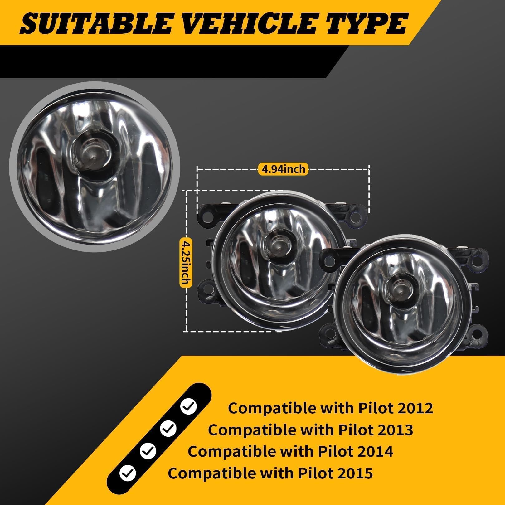 Jecoupoon Pilot front right fog light assembly improves fog visibility