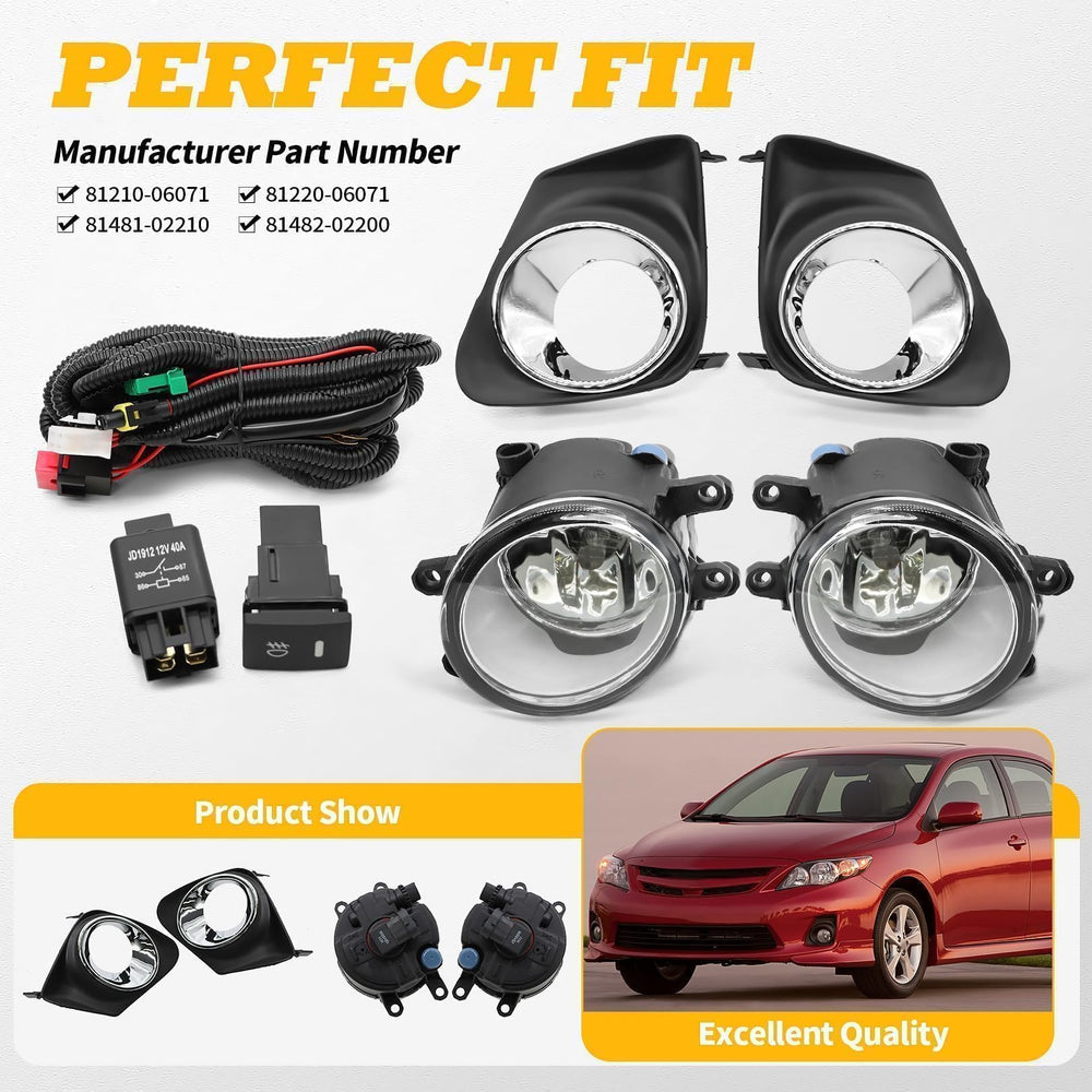 Jecoupoon right fog light assembly with precise fit for Corolla