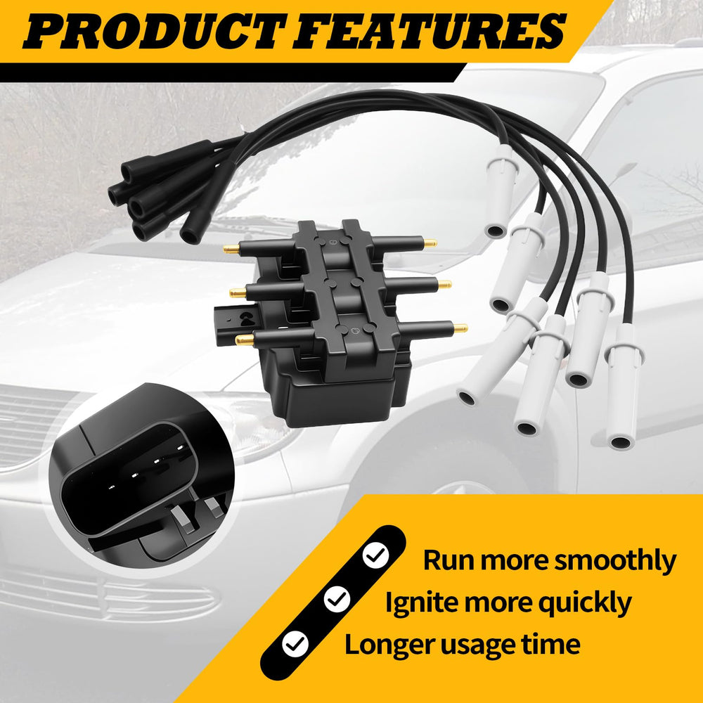 Jecoupoon UF305 spark plugs with wires improve startup reliability and smooth running.