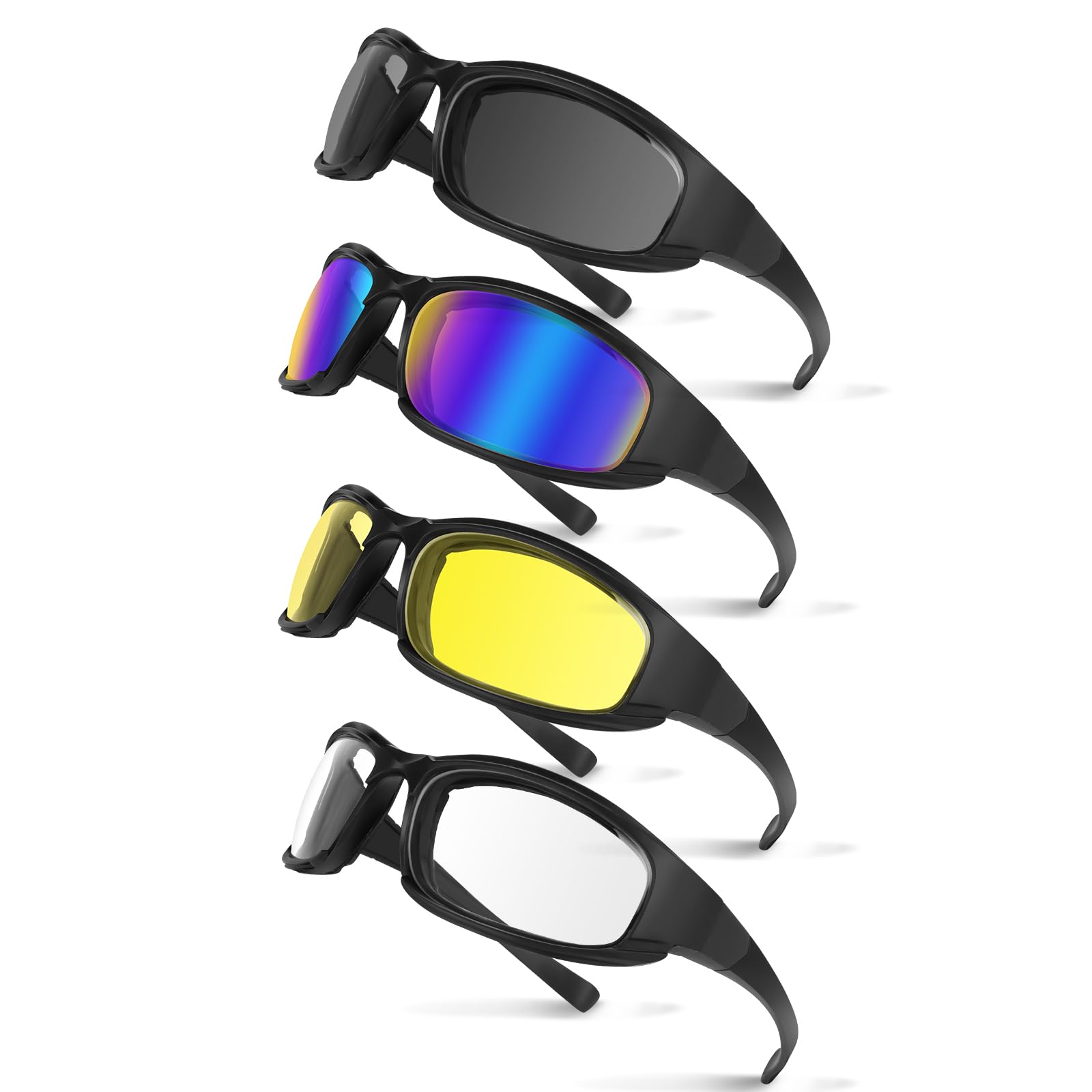 Jeemeele motorcycle glasses with UV400 protection in black for wind and dust defense.