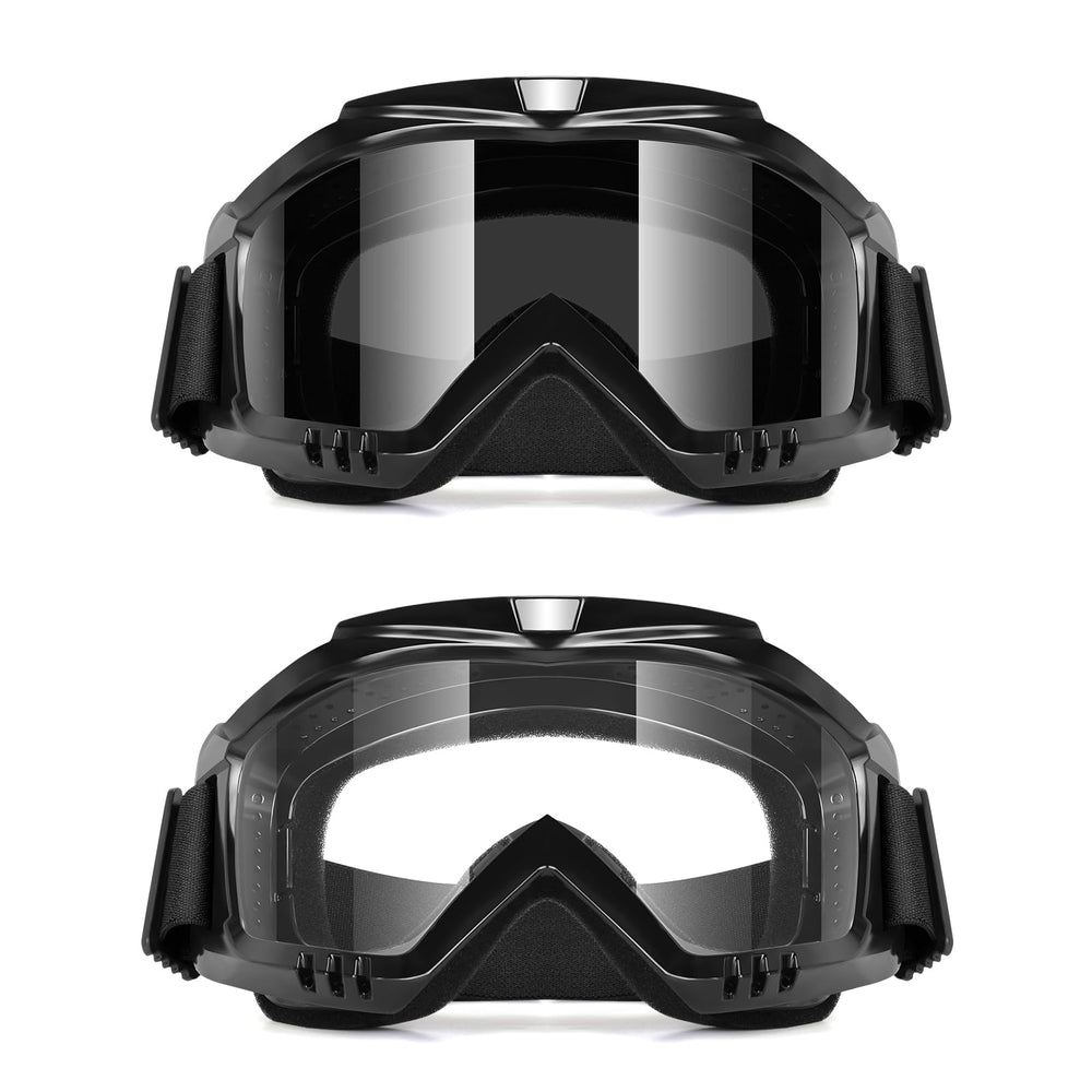 Jeemeele motorcycle goggles two-pack for versatile riding protection.