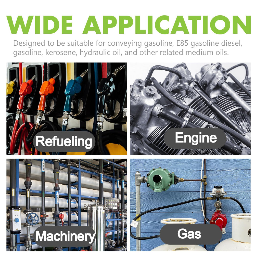Jeemiter 3/8 inch ID fuel hose handling gasoline, diesel, biodiesel safely in mobile transfers.