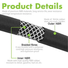 Jeemiter nbr-rubber-hose shows oil-resistant construction for gasoline, diesel, and engine oil.