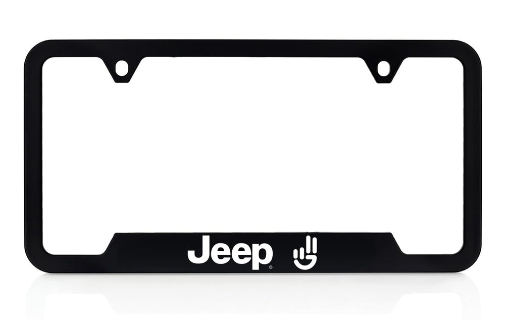 Jeep Wave license plate frame - front view highlights durable UV print and a clean fit.