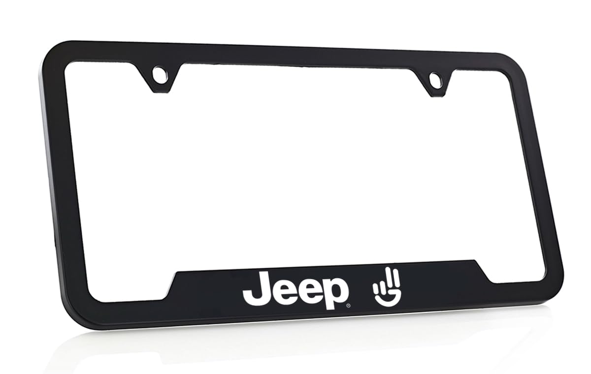 Jeep Wave license plate frame - packaging image emphasizes official licensing and ready-to-install kit.