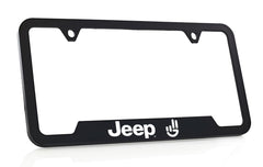 Jeep Wave license plate frame - packaging image emphasizes official licensing and ready-to-install kit.