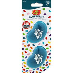 Jelly Belly Blueberry Mini Vent 3D Gel Duo Pack in-vehicle fragrance that lasts up to 30 days.