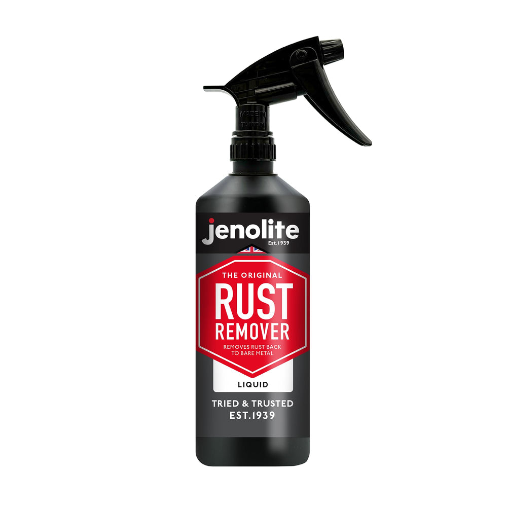 Jenolite Original rust remover bottle showing fast rust removal for bare metal surfaces.
