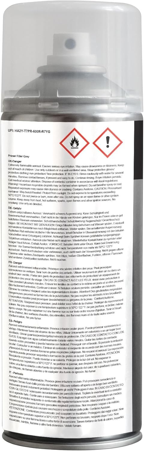 JENOLITE Primer Filler Aerosol Paint Grey, British-made quality for workshops.