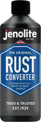 Jenolite rust converter bottle ready for metal rust treatment and prep.