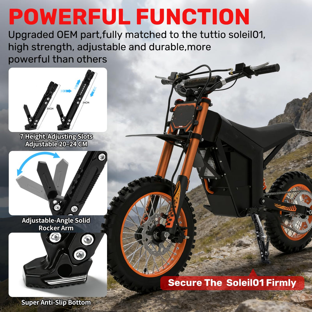 Jerbor kickstand Tuttio Soleil01 anti-slip base improves grip in rain or mud.