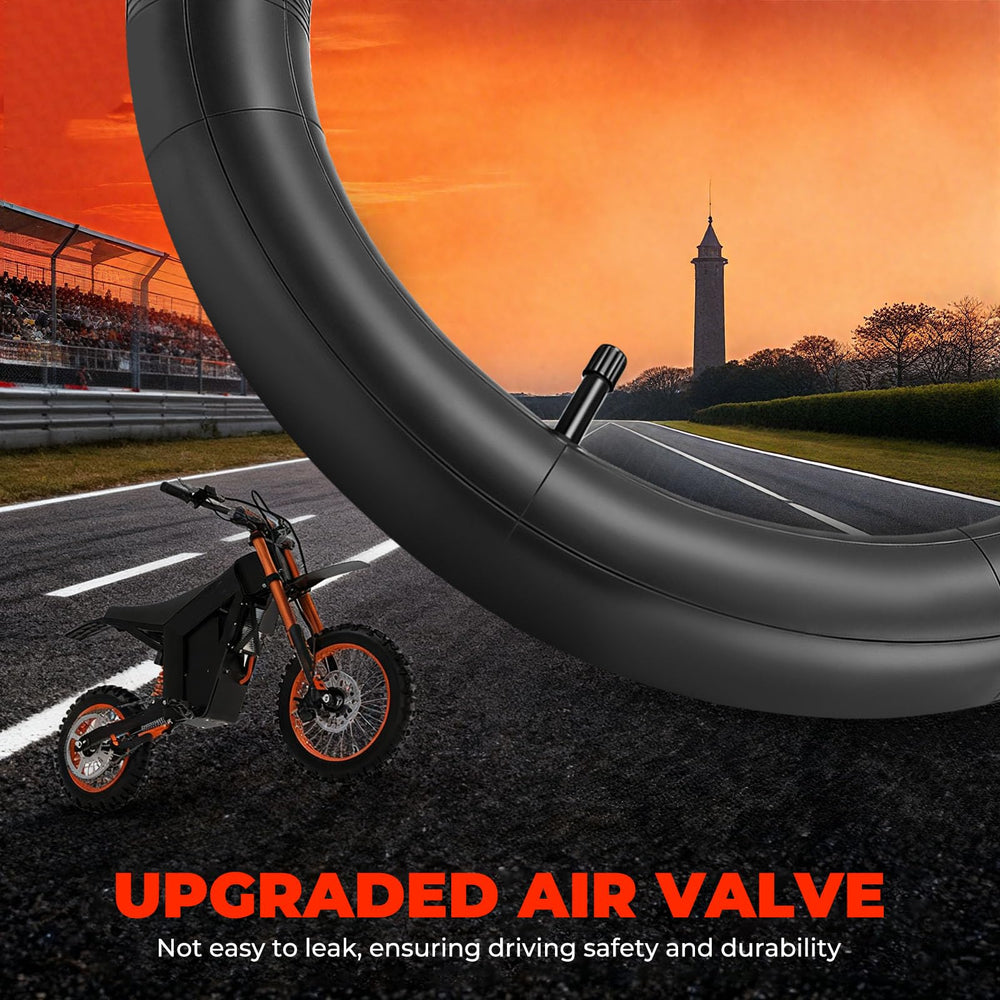 Ozone-resistant Jerbor tube helps extend front-tire life in varied climates.