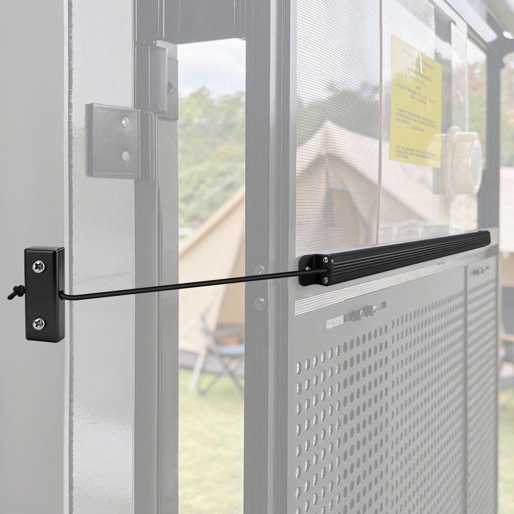 Jerbor closer bracket close-up showing rust-resistant hardware for outdoor durability