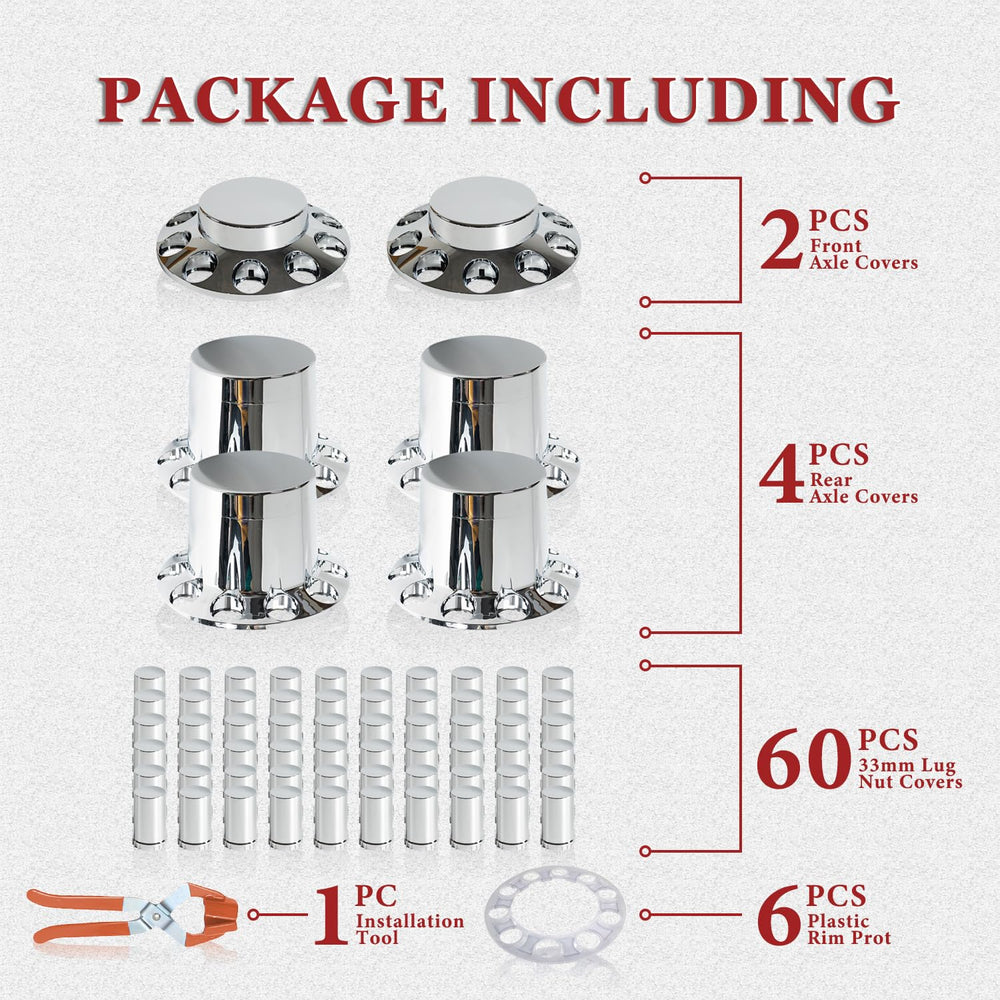 JESONN lug nut covers set adds a uniform chrome finish and quick refresh.