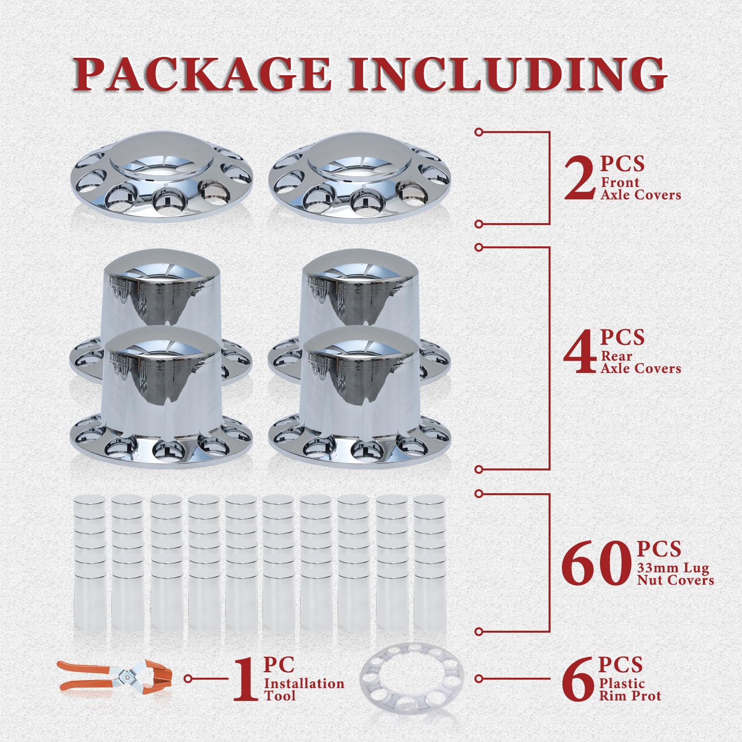 JESONN 33mm chrome rear axle cover with corrosion-resistant ABS