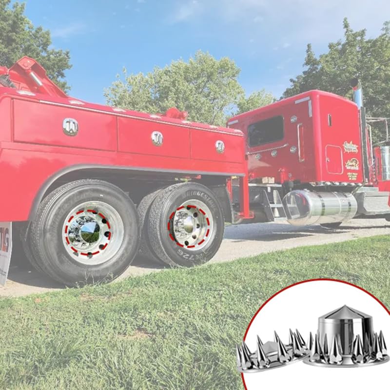 JESONN thread-on 33mm lug nut coverage for universal semi truck fit.