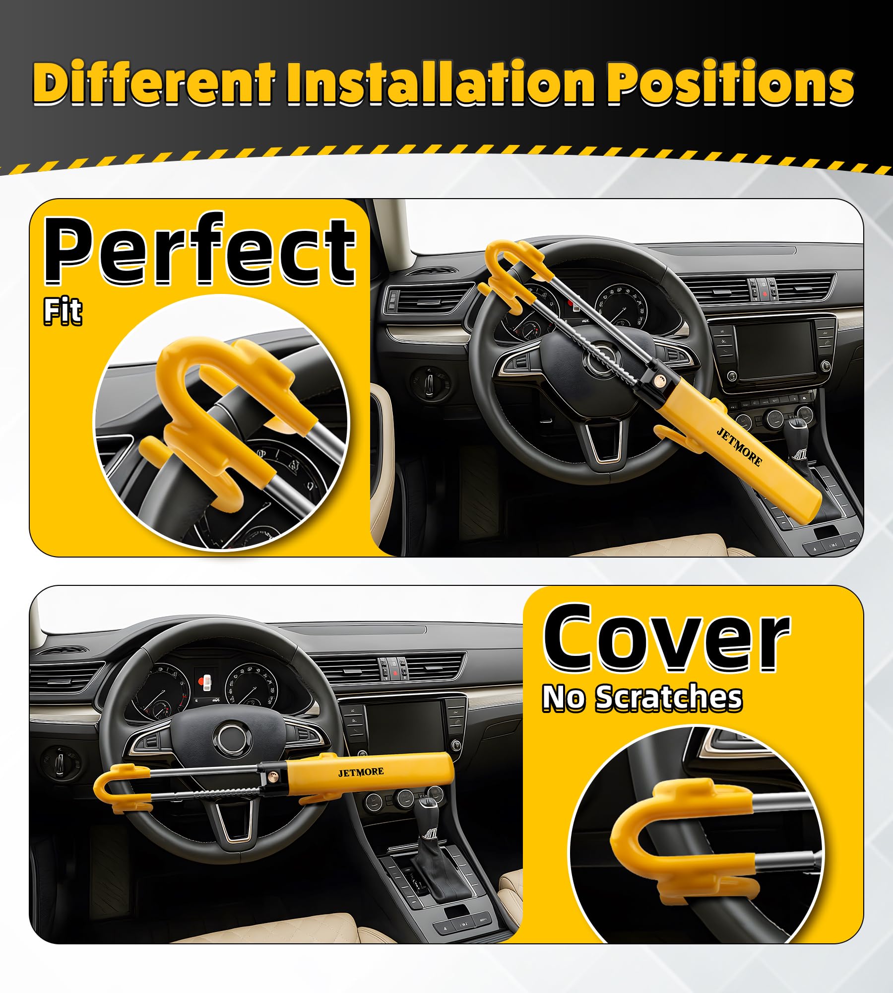 Jetmore anti theft device installs in seconds for quick everyday use.