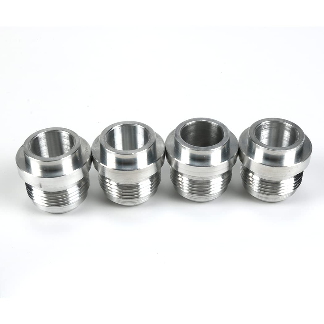 Jetuplusllc An16 billet weld-on bung front view for precise alignment.