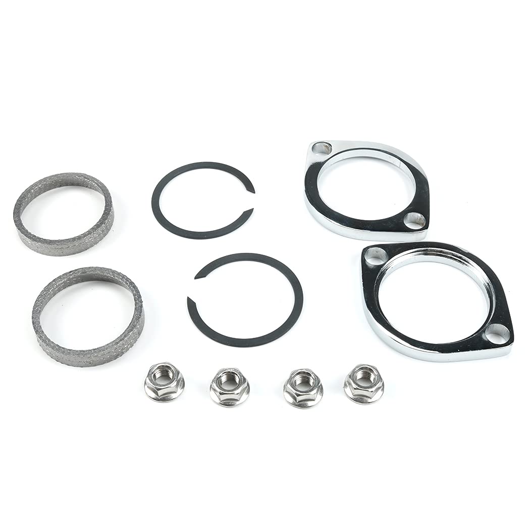 Jetuplusllc exhaust flange kit pair for Harley with secure seal and chrome finish