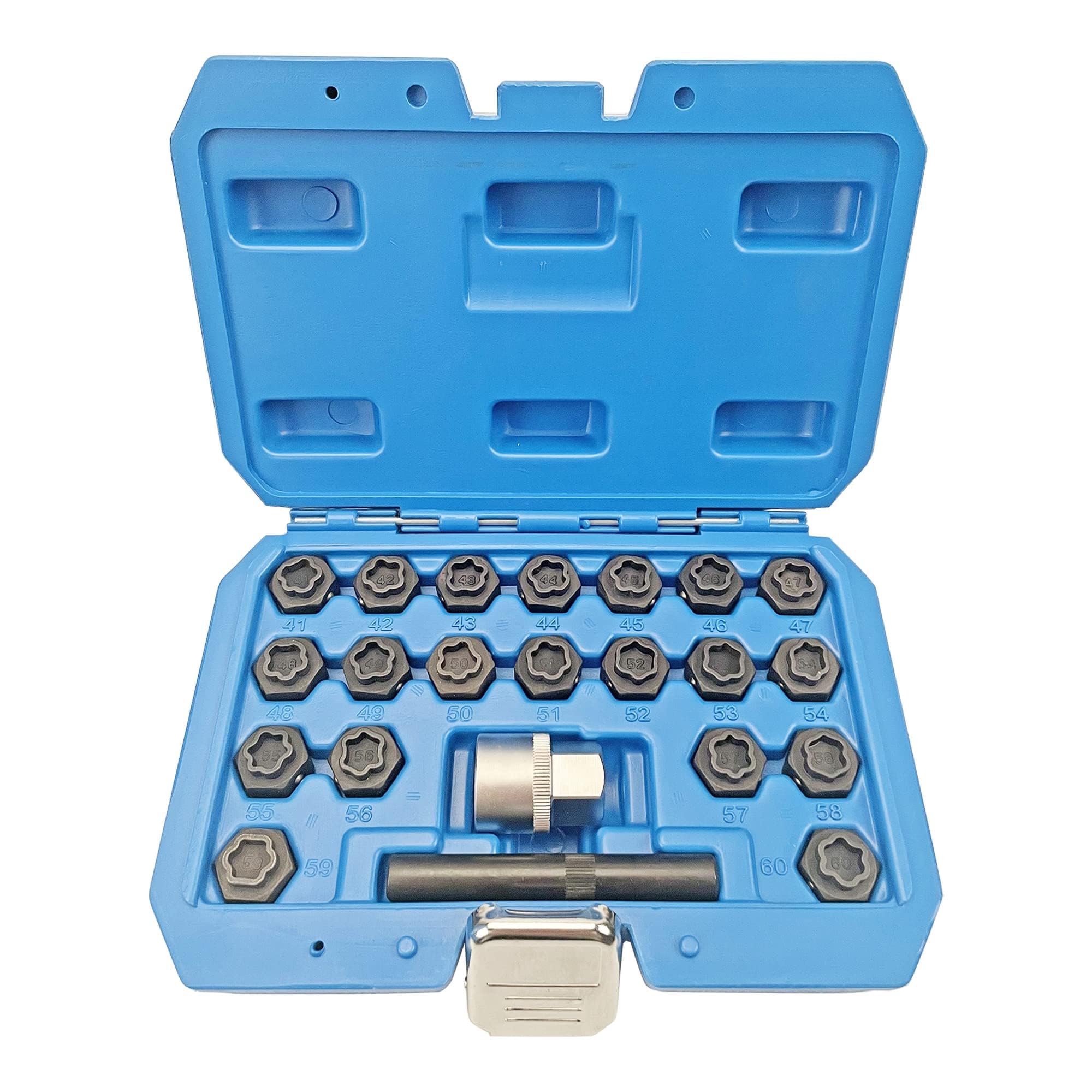 JEUCLEL 22-piece wheel locking nut key kit for BMW compatibility.