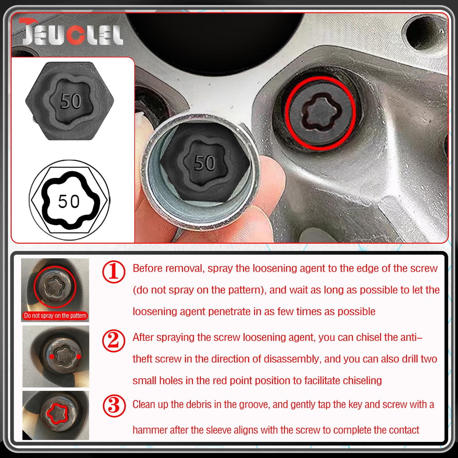 JEUCLEL 1 adaptor and 1 punch included for quick changes.
