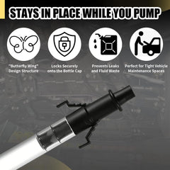 Jewheg fluid pump with 43mm adapter supports versatile neck sizes for quick pouring.