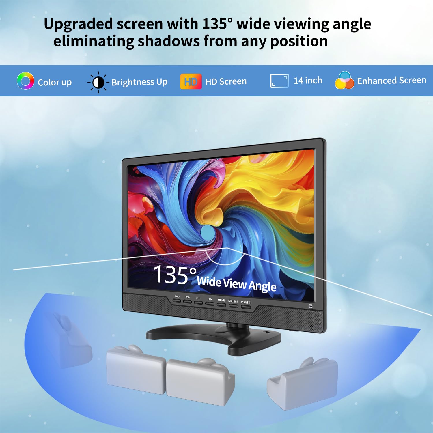 Jexiop TV back ports with HDMI and USB for versatile connectivity.